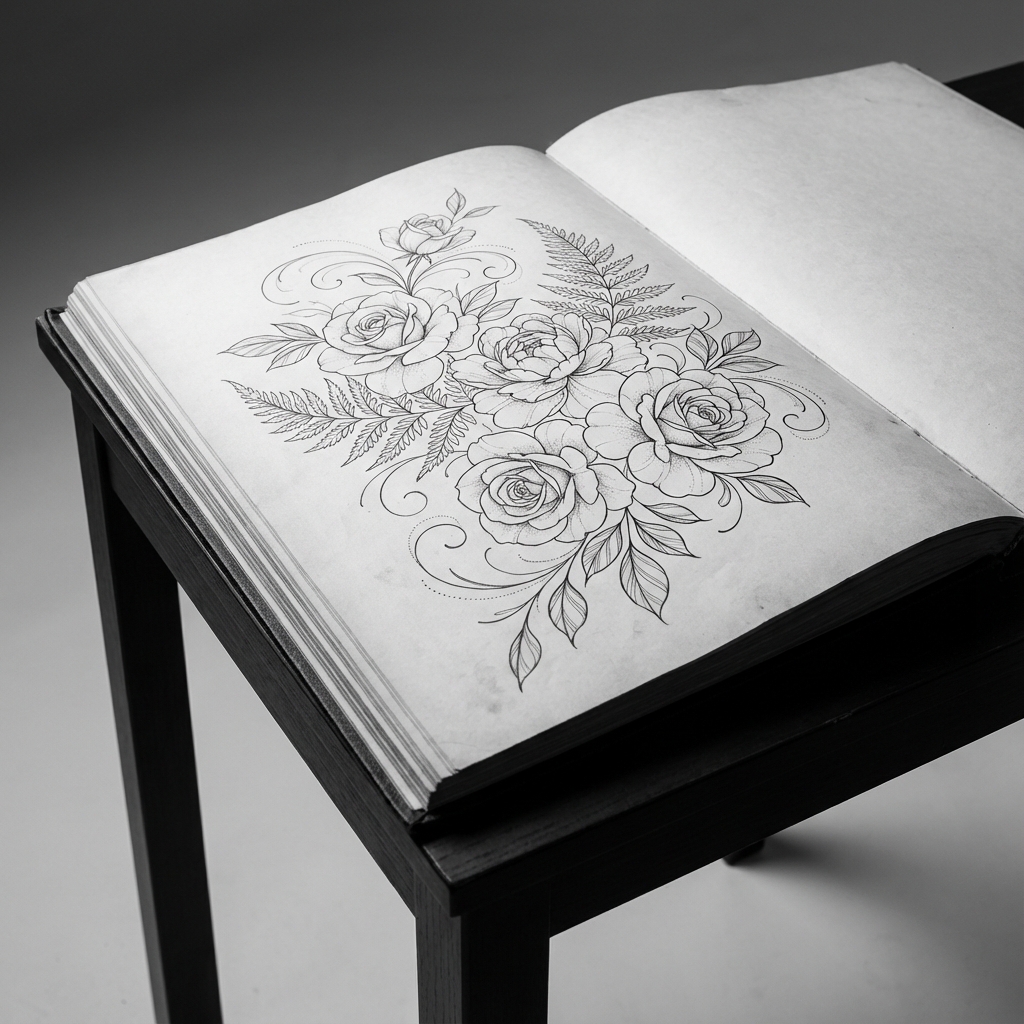 Fine Line Floral Sketch